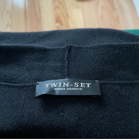Twin-Set Simona Barbieri Black Wool Mohair Blend Notched Open Front Cardigan XS - Picture 6 of 10